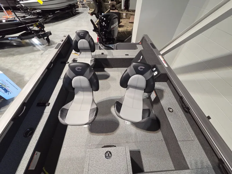 Slide: The Image of Interior of 2026 Crestliner 1850 Pro Tiller with three seats. - 12