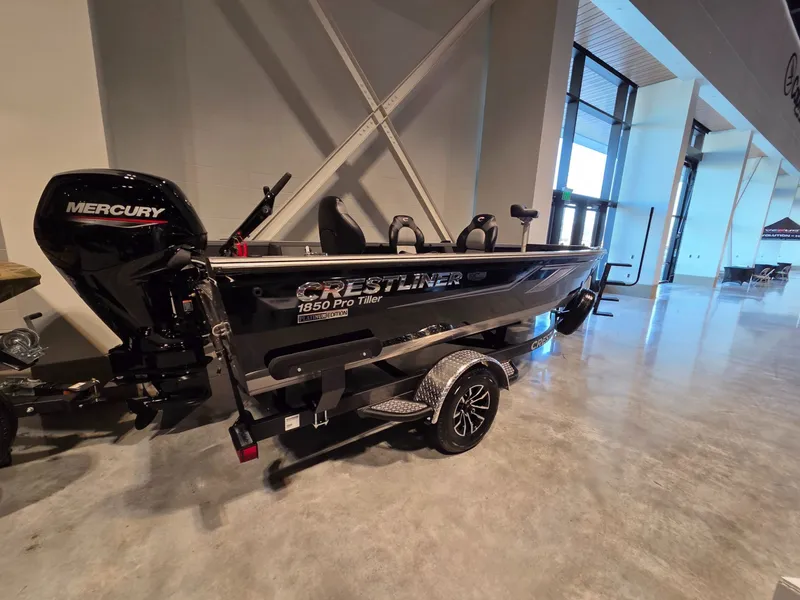 Slide: The Image of 2026 Crestliner 1850 Pro Tiller boat with Mercury engine. - 4