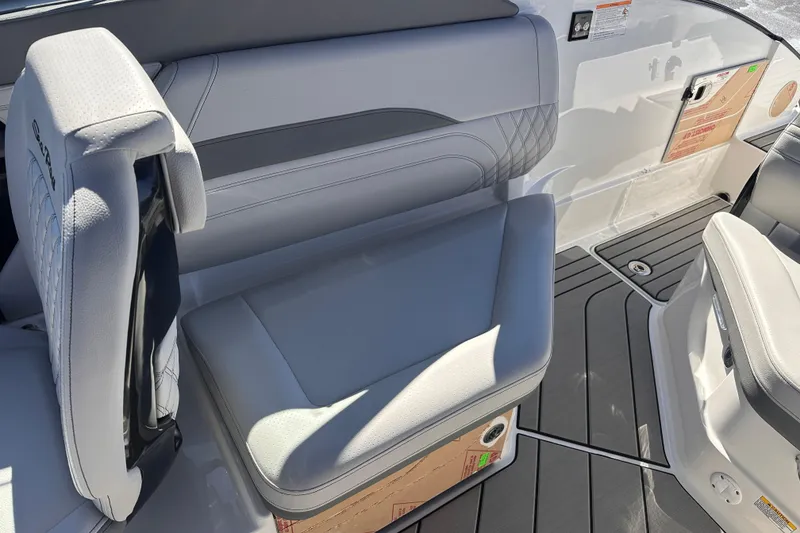 Slide: The Image of Luxurious seating on 2026 Sea Ray SLX 260 Outboard boat with sleek design. - 14