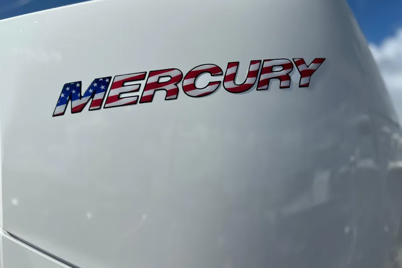 Slide: The Image of Mercury logo with American flag design on Contender 35 ST, 2025 model. - 6