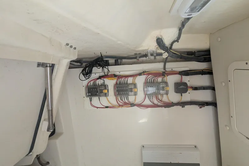 Slide: The Image of Electrical wiring setup in a 2021 World Cat 280 DC-X boat. - 15