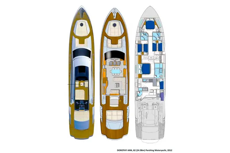 Slide: The Image of Top view layout of 2012 Pershing Sport Boat Planning yacht design. - 24