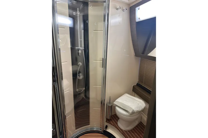 Slide: The Image of Luxurious bathroom in 2015 Azimut 55S yacht with modern shower and toilet. - 24