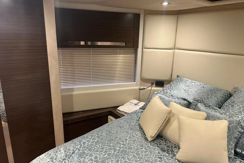 Slide: The Image of Luxurious bedroom interior of 2015 Azimut 55S yacht with elegant bedding and modern design. - 25