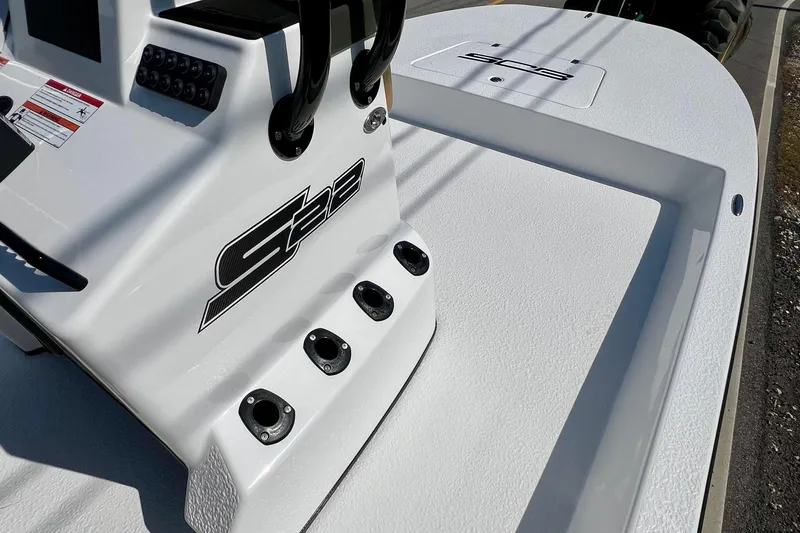 Slide: The Image of 2025 SCB S22 boat deck with sleek design and modern features. - 13