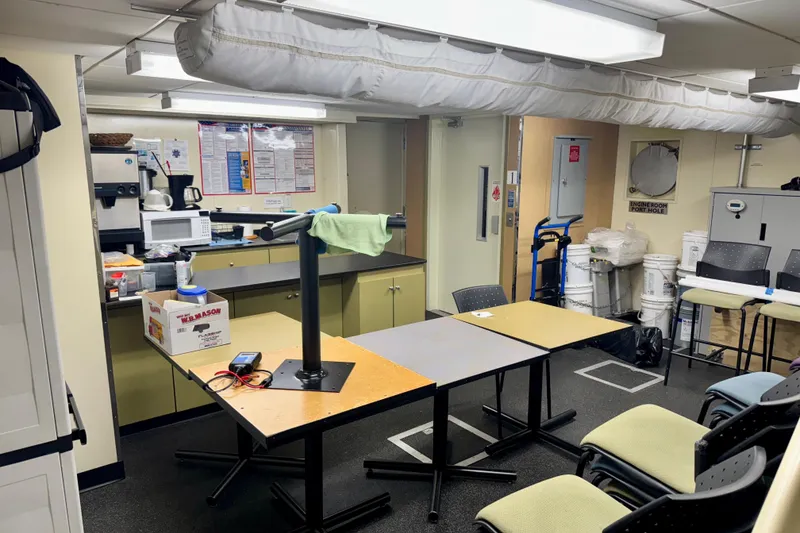 Slide: The Image of Interior of a 2016 Custom Commercial Research Riverboat with kitchen and meeting area. - 11