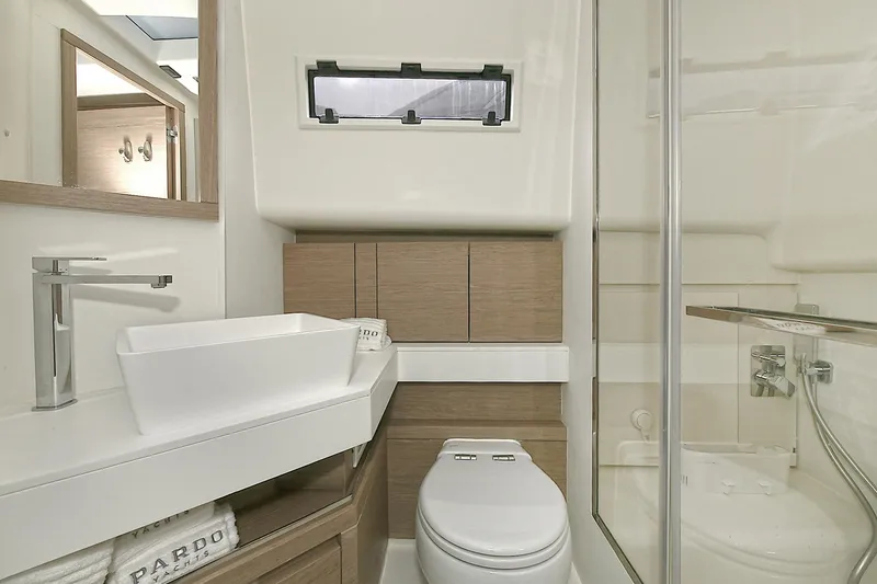 Slide: The Image of Modern bathroom interior of 2023 Pardo Yachts 43, featuring sleek fixtures and elegant design. - 35