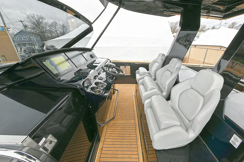 Slide: The Image of 2023 Pardo Yachts 43 cockpit with sleek design and luxurious seating. - 13