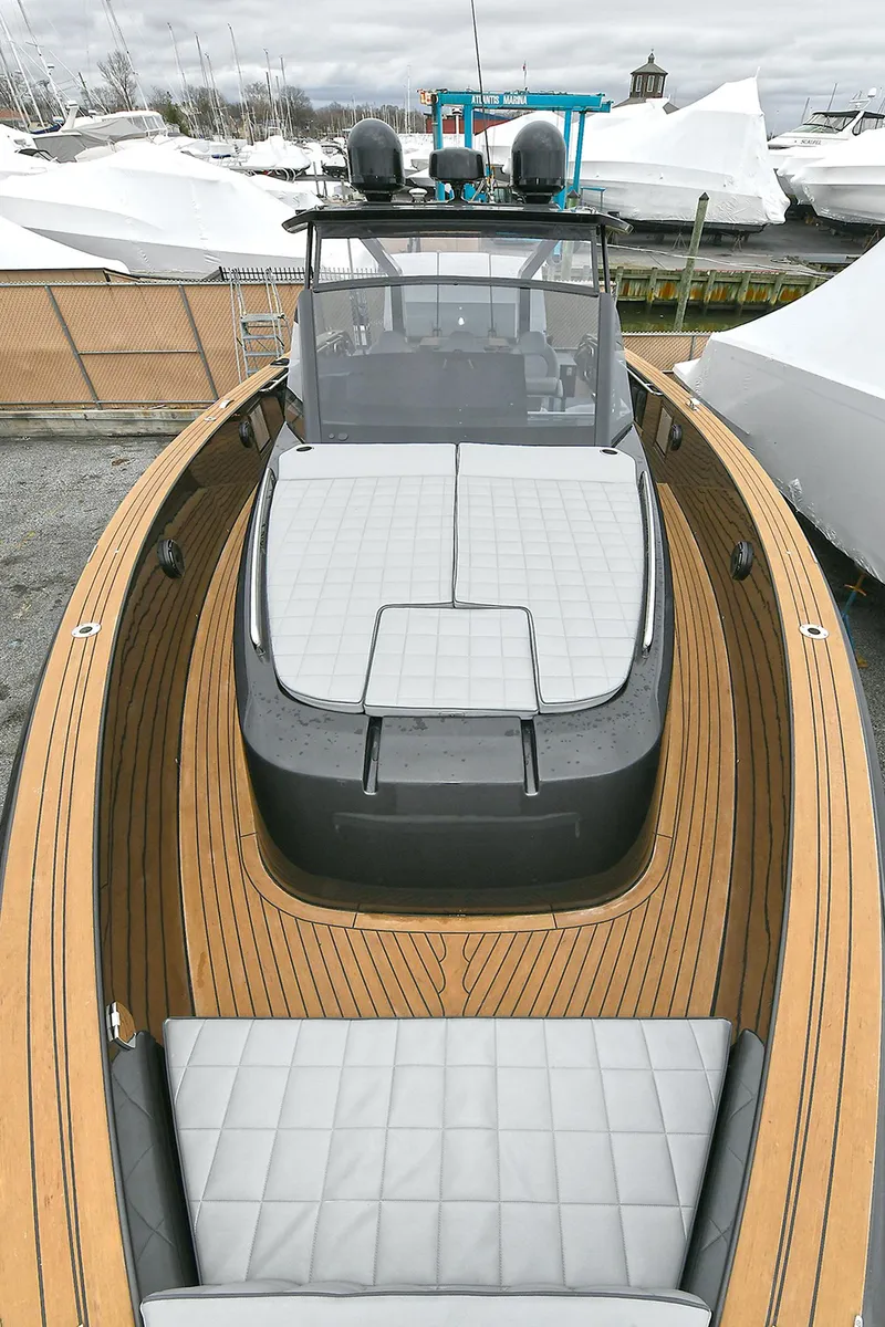 Slide: The Image of 2023 Pardo Yachts 43 with sleek design, spacious deck, and luxurious seating. - 23