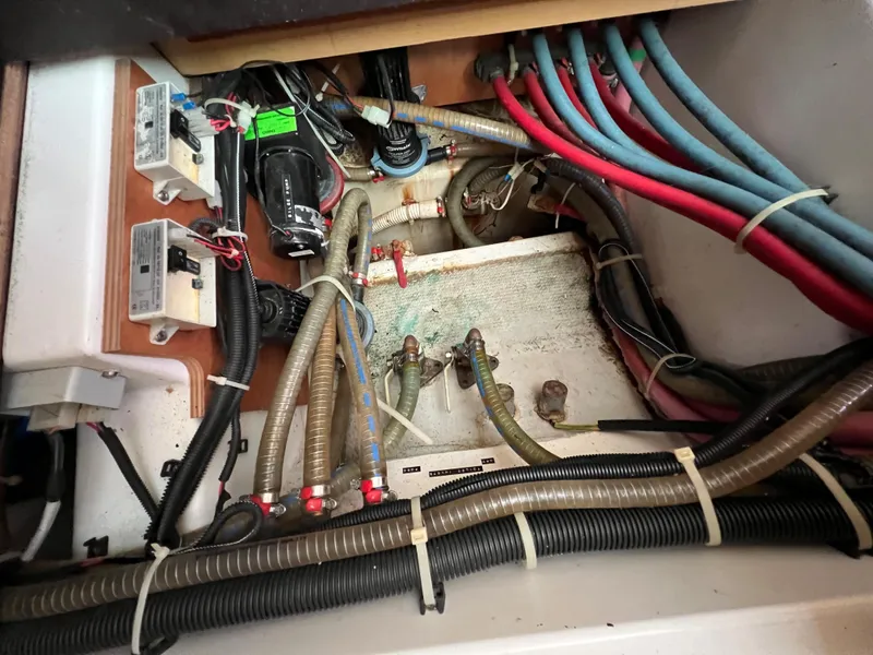 Slide: The Image of Electrical and plumbing system of a 2008 Lagoon 420 catamaran. - 48