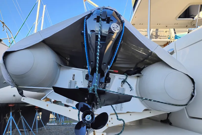 Slide: The Image of Bayliner 3988 Command Bridge Motoryacht 2000 with inflatable dinghy and outboard motor. - 69