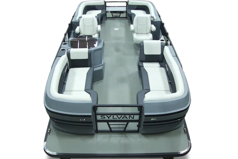 Slide: The Image of 2026 Sylvan R-22 LZ DH pontoon boat with spacious seating and modern design. - 7