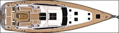 Slide: The Image of Top view of 2014 Jeanneau 57 yacht deck layout. - 4