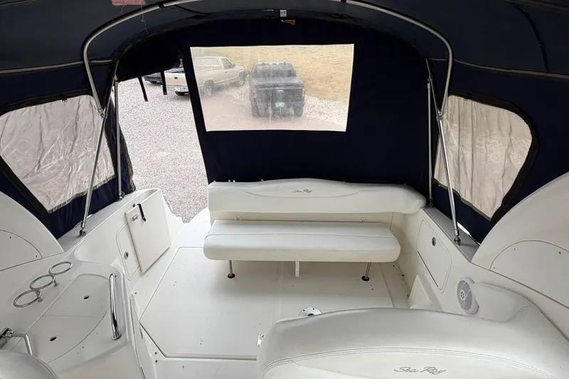 Slide: The Image of Interior view of 2007 Sea Ray 280 Sundancer boat with seating and canopy. - 42