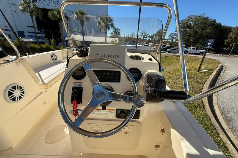 Slide: The Image of 2026 Scout 188 Sport Dorado boat dashboard with Garmin navigation system. - 11