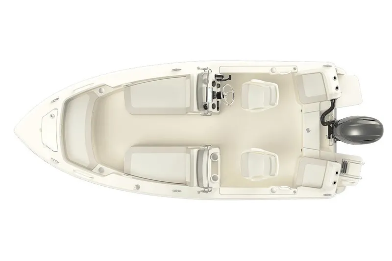 Slide: The Image of Manufacturer Provided Image: Top view of 2026 Scout 188 Sport Dorado boat with seating and motor. - 14