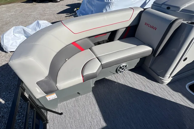 Slide: The Image of Luxurious seating on 2026 Sylvan X3 DLZ Bar pontoon boat, featuring sleek design and comfort. - 16