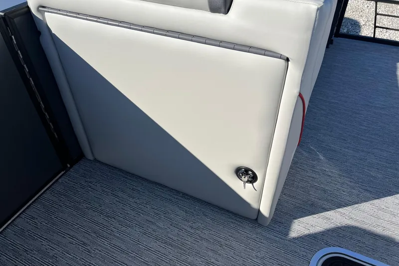 Slide: The Image of 2026 Sylvan X3 DLZ Bar boat interior with sleek seating and modern design. - 18