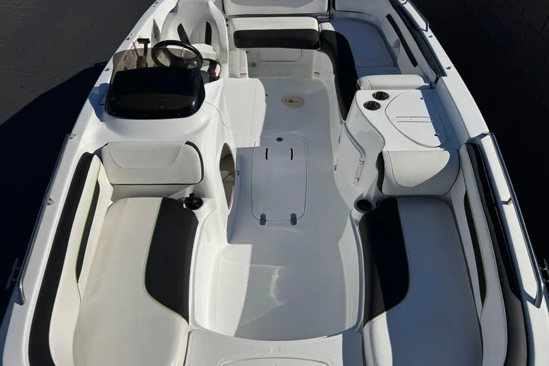 Slide: The Image of 2020 Tahoe 215 Xi boat interior with spacious seating and modern design. - 17