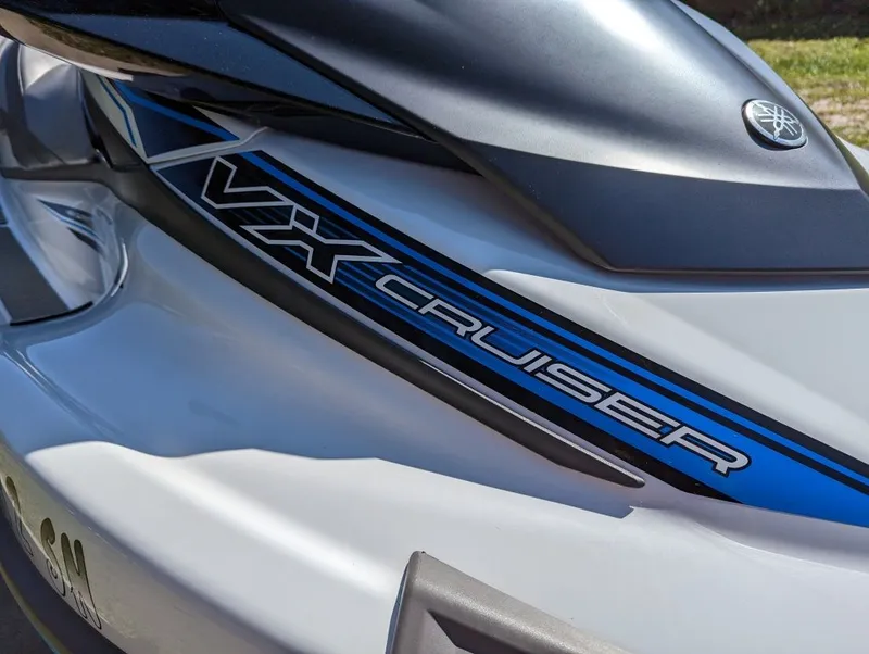 Slide: The Image of 2019 Yamaha WaveRunner VX Cruiser close-up with sleek design and branding. - 7