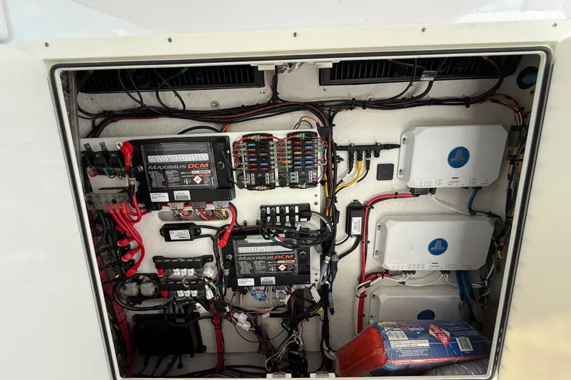 Slide: The Image of Electrical system of a 2020 Sportsman Open 352 Center Console boat. - 32