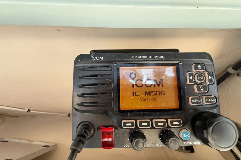 Slide: The Image of Icom IC-M506 VHF marine radio on 2017 Grady-White Canyon 336 boat. - 20