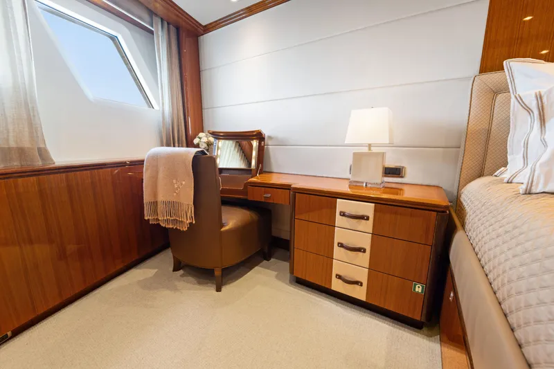 Slide: The Image of Luxurious cabin interior of 1990 Delta Expedition yacht with elegant wooden furniture. - 20