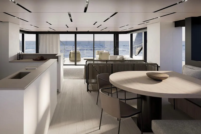 Slide: The Image of Luxurious 2025 Bluegame BGM75 yacht deck with elegant seating and waterfront view. - 10