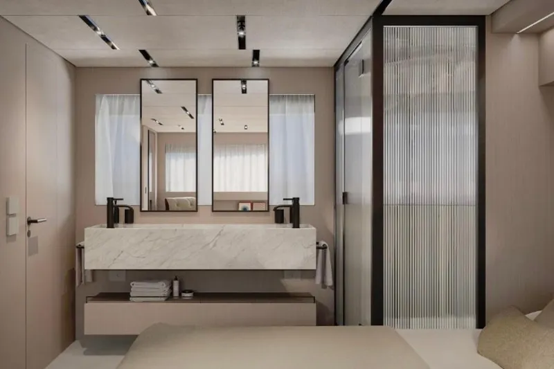 Slide: The Image of Helm of 2025 Bluegame BGM75 yacht with advanced navigation displays. - 12