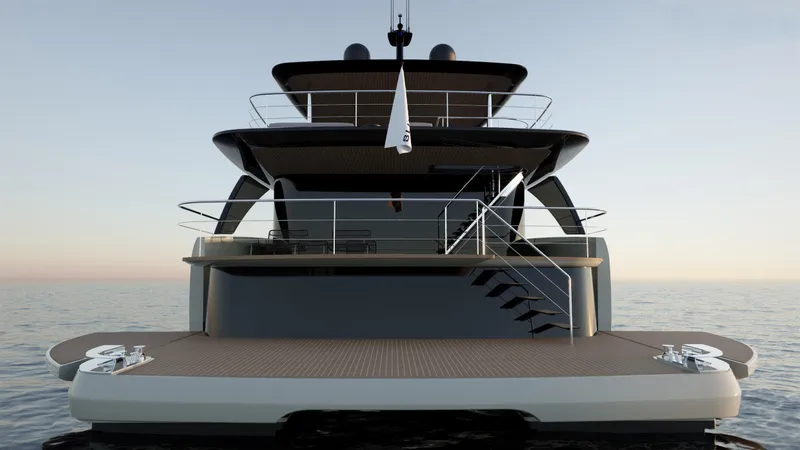 Slide: The Image of Luxurious 2025 Bluegame BGM75 yacht deck with elegant seating and ocean view. - 6