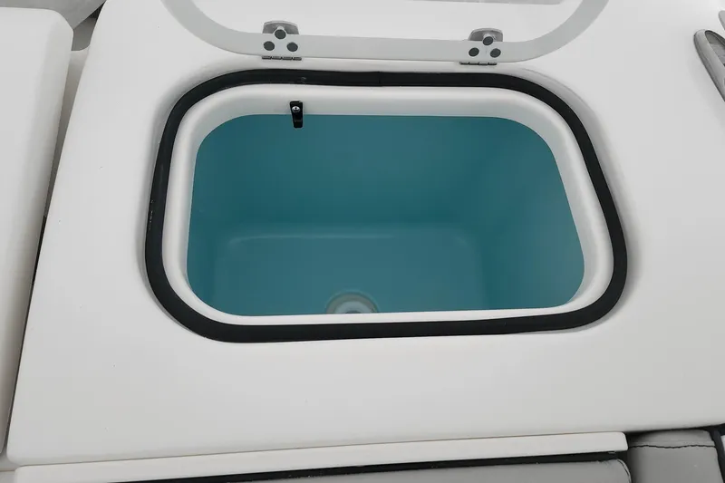Slide: The Image of Livewell compartment on 2026 Pursuit DC 266 Dual Console boat. - 29