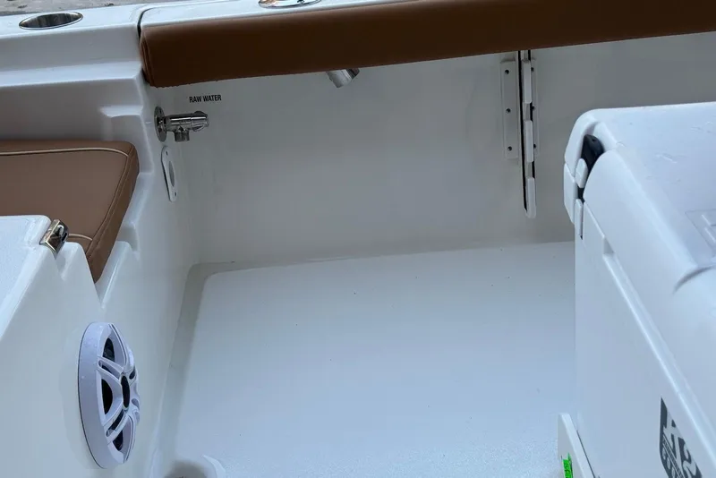 Slide: The Image of Interior of 2026 Key West 230 Bay Reef boat with seating and cooler. - 28