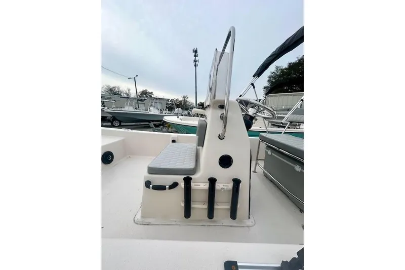 Slide: The Image of 2026 Carolina Skiff E20 JVX CC boat interior with seating and console. - 4