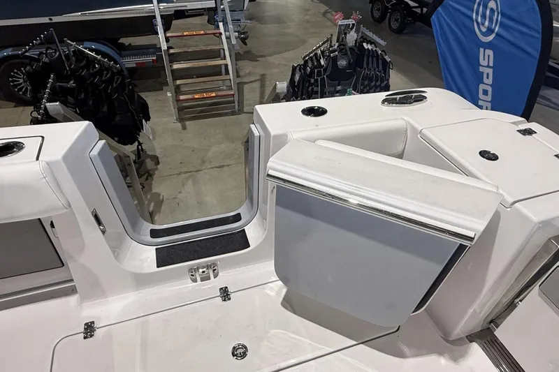 Slide: The Image of 2025 Sportsman Open 322 Center Console boat interior with sleek design and modern features. - 6