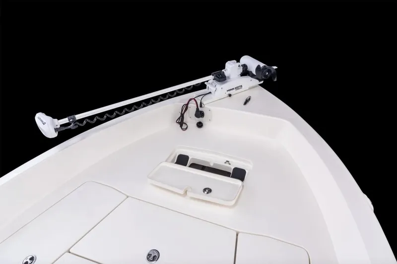 Slide: The Image of Manufacturer Provided Image: 2026 Skeeter SX2350 boat bow with trolling motor and storage compartments. - 5