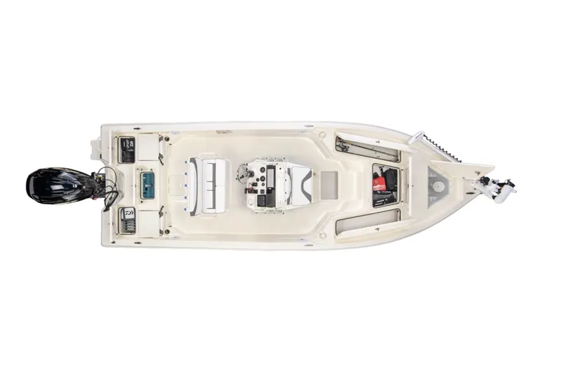Slide: The Image of Manufacturer Provided Image: Top view of 2026 Skeeter SX230 boat with outboard motor and spacious deck layout. - 15