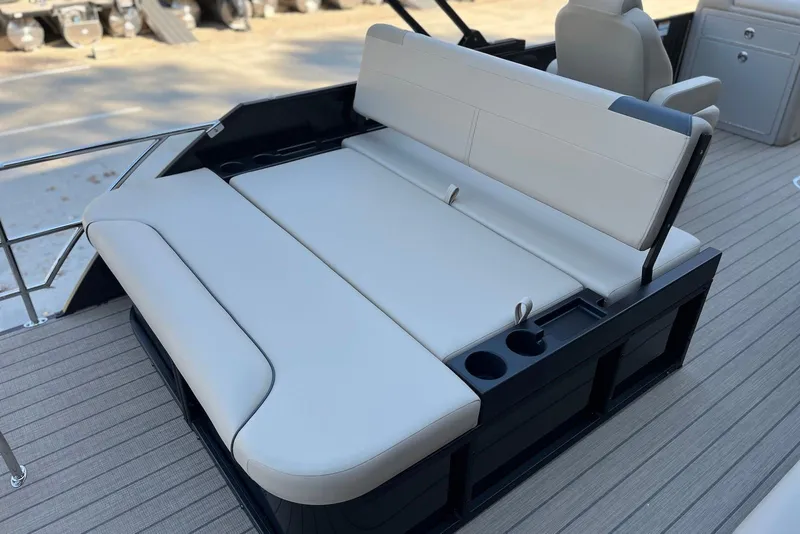 Slide: The Image of 2026 Godfrey SWEETWATER 2286 SFL boat seating with cup holders on deck. - 25