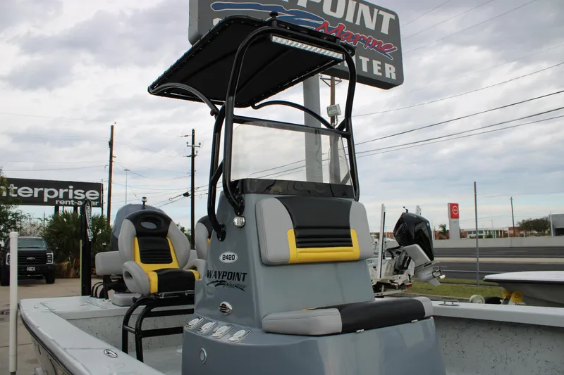 Slide: The Image of 2017 Blazer 2420 boat with seating, displayed at Waypoint Marine Center. - 7