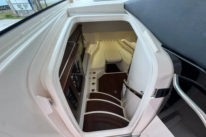 Slide: The Image of 2024 Grady-White Canyon 386 cabin interior with sleek design and modern amenities. - 40