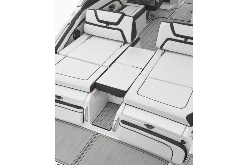 Slide: The Image of Manufacturer Provided Image: 2024 Yamaha Boats 275SD interior with luxurious white seating and sleek design. - 7