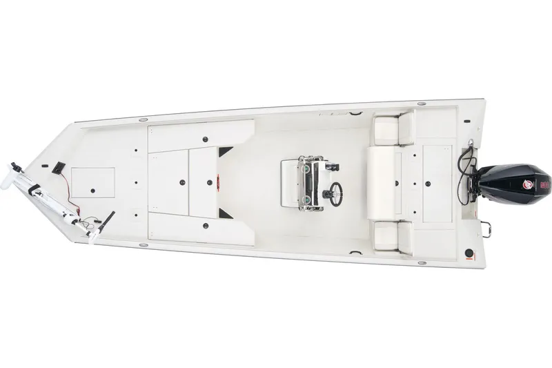 Slide: The Image of Manufacturer Provided Image: Manufacturer Provided Image: Top view of 2025 Ranger RB210 boat, featuring spacious deck and outboard motor. - 7