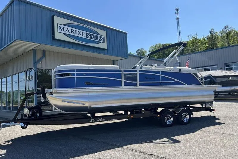 Slide: The Image of 2023 Barletta Corsa 23Q pontoon boat at Marine Sales dealership. - 21