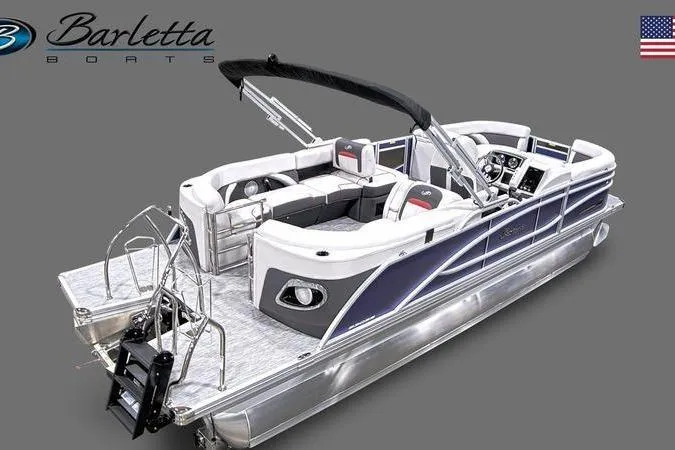 Slide: The Image of 2023 Barletta Corsa 23Q pontoon boat with sleek design and modern features. - 22