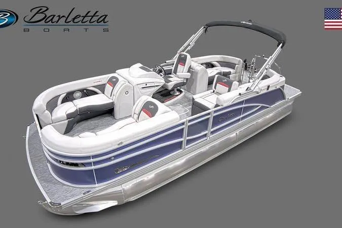 Slide: The Image of 2023 Barletta Corsa 23Q pontoon boat with sleek design and luxurious seating. - 24