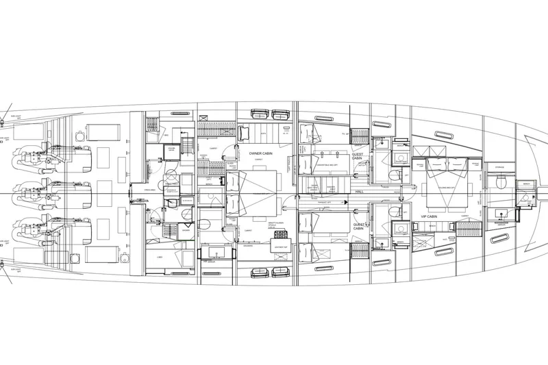 Slide: The Image of Floor plan of 2025 Sanlorenzo SX88 yacht, showcasing cabin and layout details. - 17