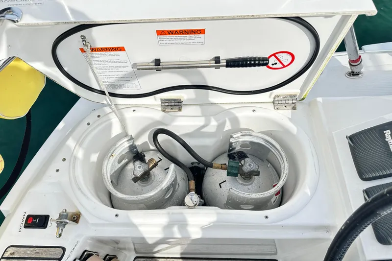 Slide: The Image of Propane storage compartment on a 2015 Jeanneau Sun Odyssey 469 sailboat. - 33