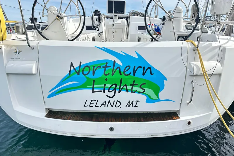 Slide: The Image of 2015 Jeanneau Sun Odyssey 469 sailboat named "Northern Lights" docked in Leland, MI. - 35
