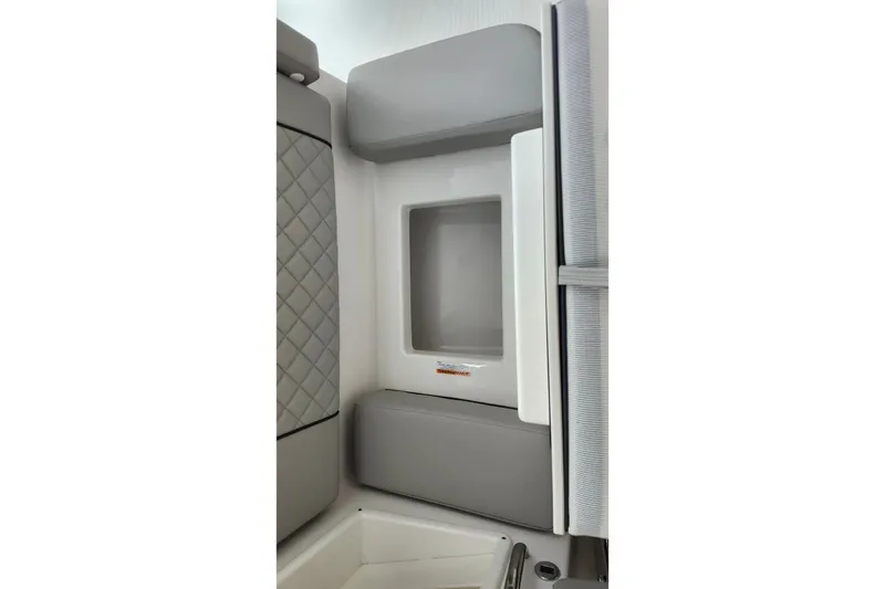 Slide: The Image of Interior of 2026 Pursuit DC 326 Dual Console boat, featuring sleek, modern design elements. - 28