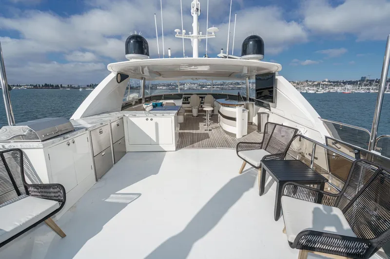 Slide: The Image of Luxurious 2011 Princess 95 Motor Yacht with spacious deck and modern amenities. - 21