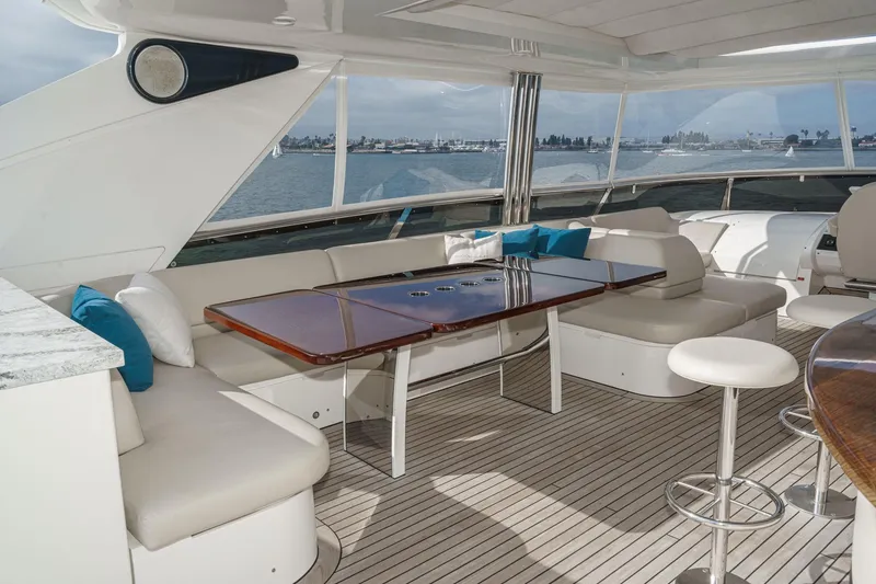 Slide: The Image of Luxurious seating area on a 2011 Princess 95 Motor Yacht with ocean view. - 23